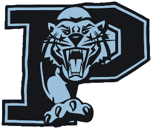 The logo of Princeton High School, featuring a large letter 'P' and a tiger in blue and black.